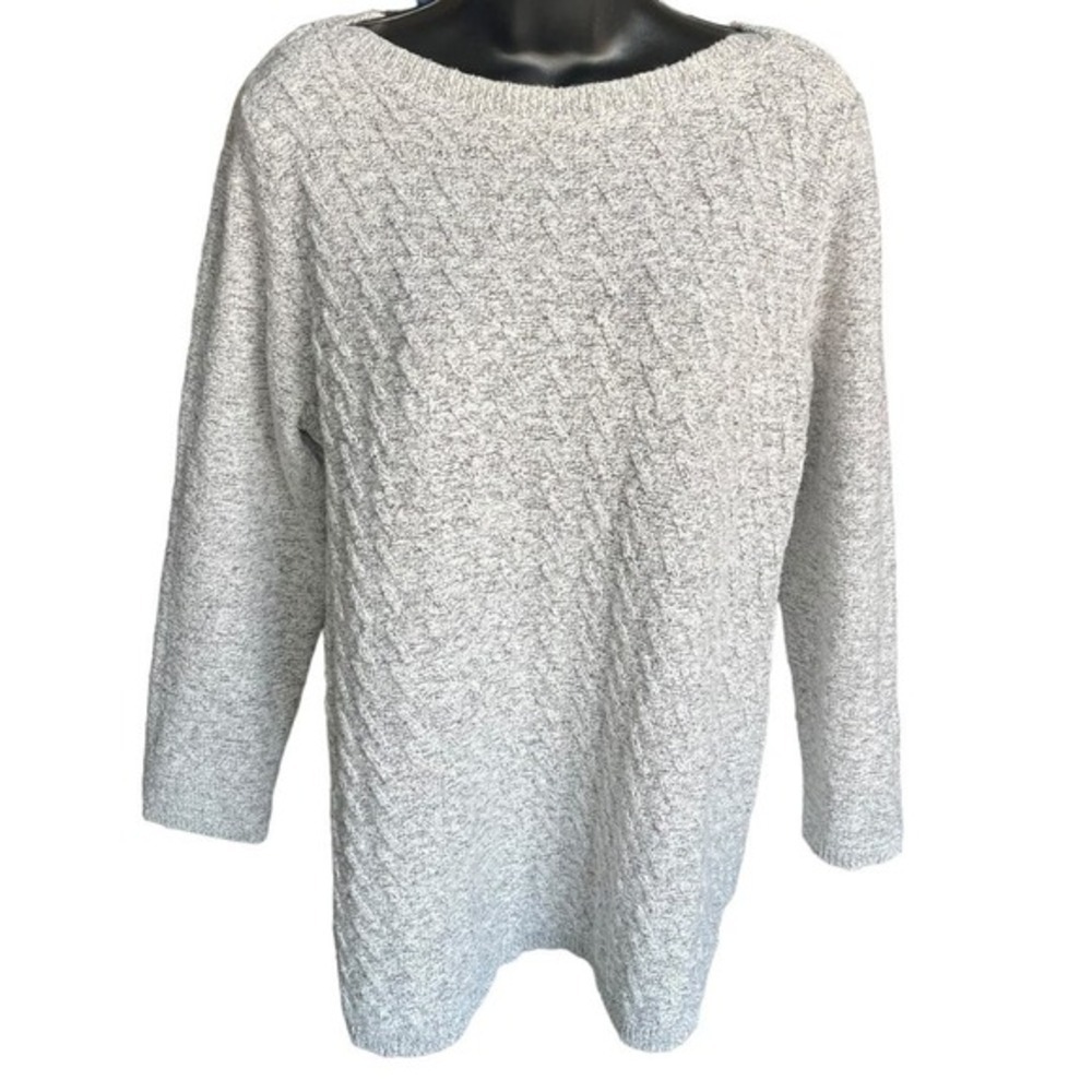 J.Jill Gray Knit Boatneck Sweater Sz L